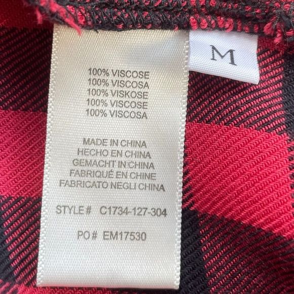 Anthropologie Cloth & Stone Red Buffalo Plaid Flutter Sleeve Dress Size Medium - Picture 5 of 7